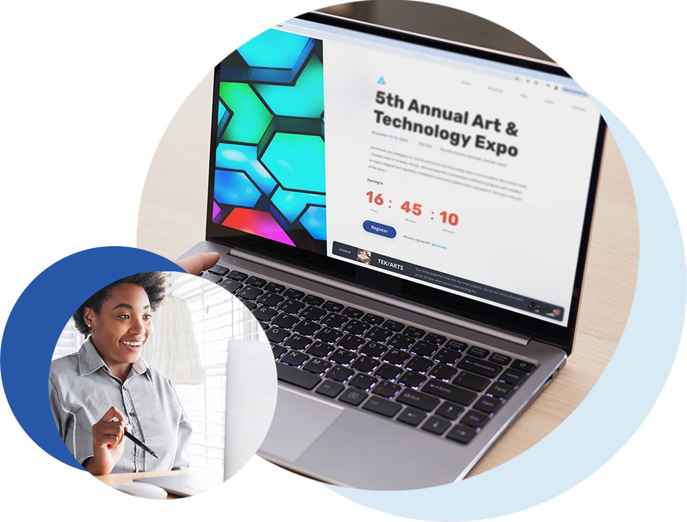Person using Expo Pass event registration software and sign-up form