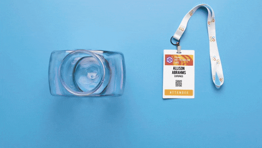 GIF of Expo Pass Lead Retrieval being used on an attendees badge.